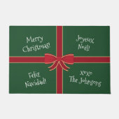 Meertalige kerst rood en groen deurmat (Voorkant)