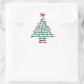 Meertalige Kerstmis Kaart Feliz Natal Tree Ronde Sticker (Tas)