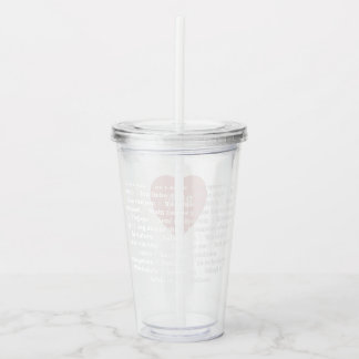 Meertalige Liefde Acryl Tumbler Dusty Roze Acryl Drinkbeker