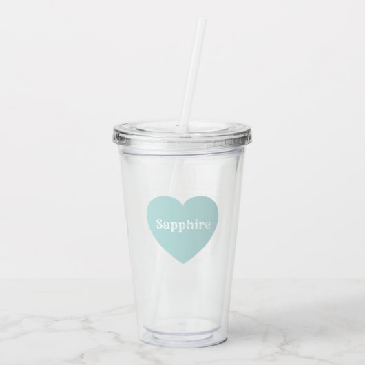 Meertalige Liefde - Mint Blauw Acryl Tumbler Drinkbeker (Achterkant)