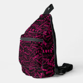 Meertalige liefde tekst aangepaste kleuren sling bag (Rechterhoek)