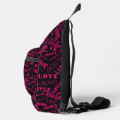 Meertalige liefde tekst aangepaste kleuren sling bag (Rechts)