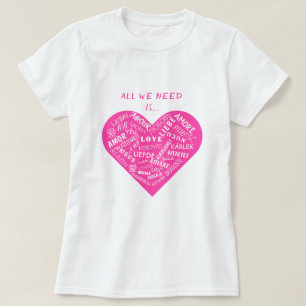 Meertalige Liefde Tekst T-Shirt Internationaal Gif