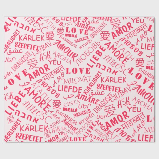 Meertalige Liefde Tekst Verpakking Papier Aangepas (Vlak)