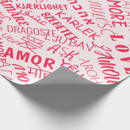 Meertalige Liefde Tekst Verpakking Papier Aangepas (Hoek)