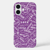 Meertalige liefdestekst Paarse iPhone Case (Achterkant)