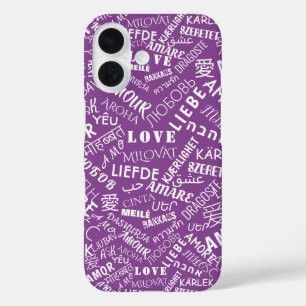 Meertalige liefdestekst Paarse iPhone Case