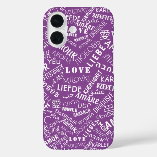 Meertalige liefdestekst Paarse iPhone Case (Achterkant)