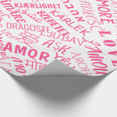 Meertalige Love Tekst Wrapping Papier Kies Kleur (Hoek)
