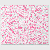 Meertalige Love Tekst Wrapping Papier Kies Kleur (Vlak)