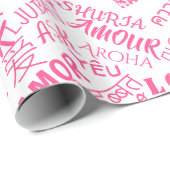 Meertalige Love Tekst Wrapping Papier Kies Kleur (Rol Hoek)