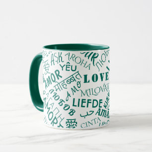 Meertalige Love Text Coffee Mok - Kies kleuren