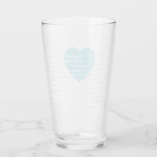 Meertalige Love Tumbler – Mint Blue (Voorkant)