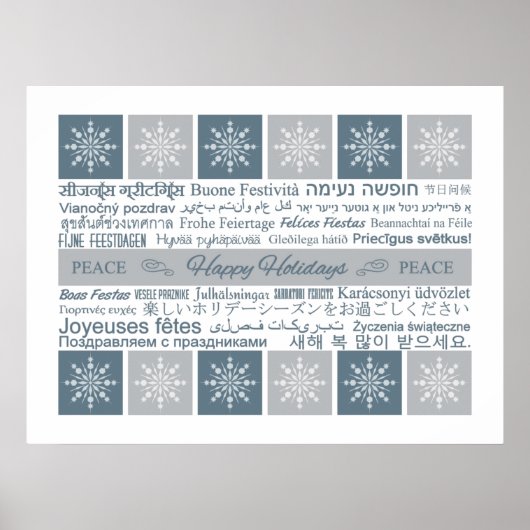 Meertalige Prettige feestdagen poster (Voorkant)