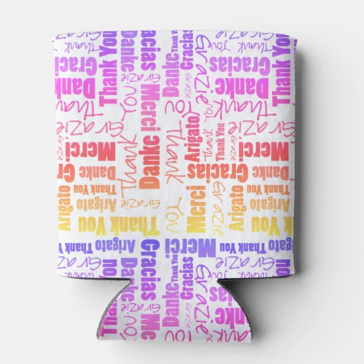 Meertalige regenboog Dank u wel Typografie Blikjeskoeler (Achterkant)