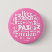 Meertalige roze vredesbadge ronde button 5,7 cm (Voorkant)