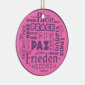 Meertalige vrede Kerstdecoratie roze 2 Keramisch Ornament (Rechts)