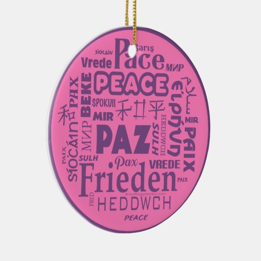 Meertalige vrede Kerstdecoratie roze 2 Keramisch Ornament (Rechts)