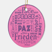 Meertalige vrede Kerstdecoratie roze 2 Keramisch Ornament (Links)