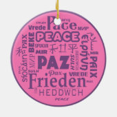 Meertalige vrede Kerstdecoratie roze 2 Keramisch Ornament (Achterkant)