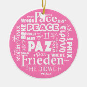Meertalige vrede Kerstdecoratie - roze Keramisch Ornament (Voorkant)