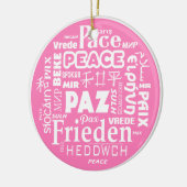 Meertalige vrede Kerstdecoratie - roze Keramisch Ornament (Links)