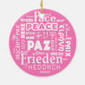 Meertalige vrede Kerstdecoratie - roze Keramisch Ornament (Achterkant)
