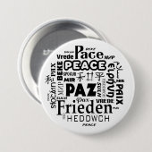 Meertalige vredesbadge ronde button 7,6 cm (Voorkant /achterkant)