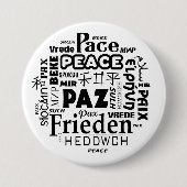 Meertalige vredesbadge ronde button 7,6 cm (Voorkant)