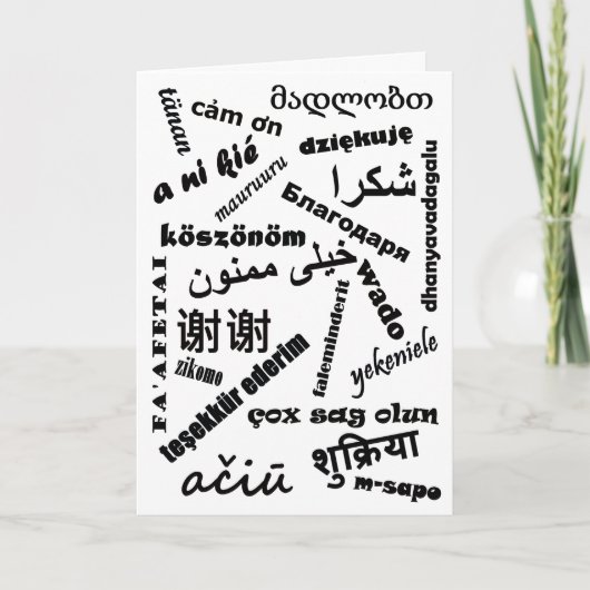 Meertalige Zwart Wit Dank u Talen Kaart (Voorkant)