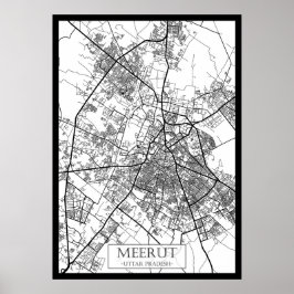 Meerut Uttar Pradesh Stadkaart Poster