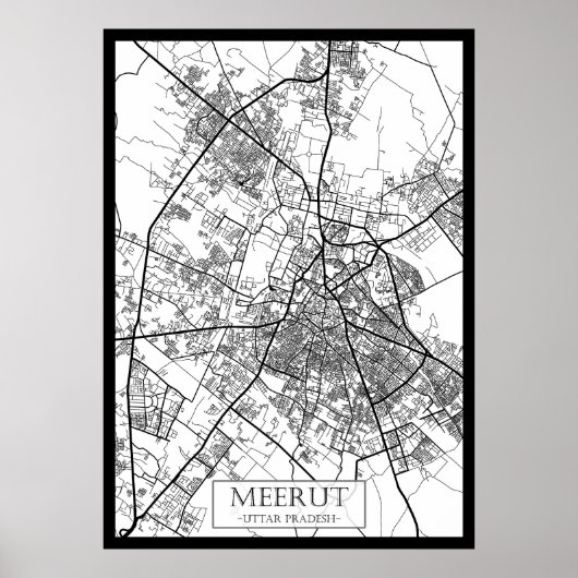 Meerut Uttar Pradesh Stadkaart Poster (Voorkant)