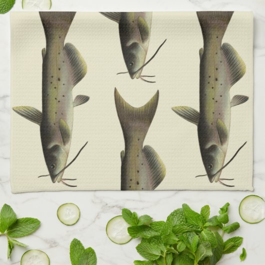  meerval Vist, Marine Life River Fish Theedoek (Gevouwen)