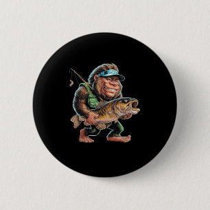 Meervalvisserij Bigfoot Sasquatch Vissen Meervalvi Ronde Button 5,7 Cm