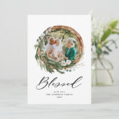 Meervoudig blad met kerstmis gezegend schrift feestdagenkaart (Staand voorkant)