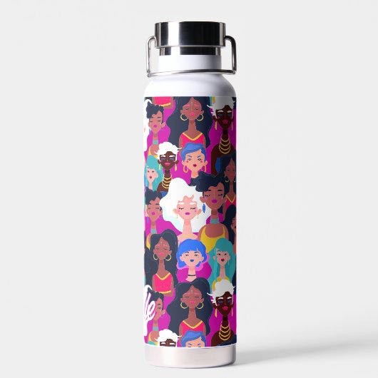 Meervoudig cultureel vrouwengezichtspatroon, Jouw  Waterfles (Achterkant)