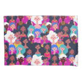 Meervoudig cultureel vrouwengezichtspatroon, roze kussensloop (Voorkant)