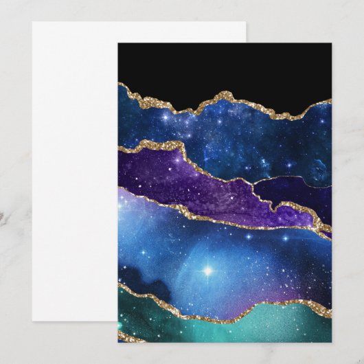 Meervoudig geplateerde Agate Stone Galaxy Sparkly  Bedankkaart (Voorkant / Achterkant)