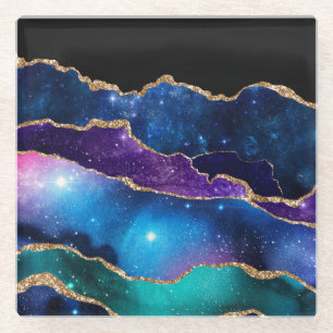 Meervoudig geplateerde Agate Stone Galaxy Sparkly  Glazen Onderzetter