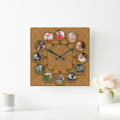 Meervoudig hout Foto Lijst Square Wall Clock Vierkante Klok (Huis)