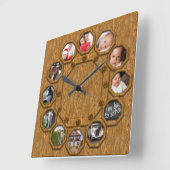 Meervoudig hout Foto Lijst Square Wall Clock Vierkante Klok (Hoek)