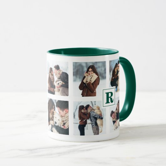 Meervoudig kerstfotocollage-monogram mok (Voorkant rechts)