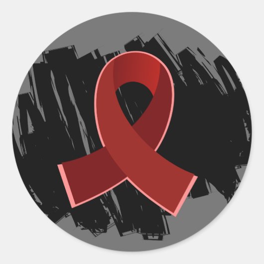 Meervoudig myeloom Burgundy-lint met kribbel Ronde Sticker (Voorkant)