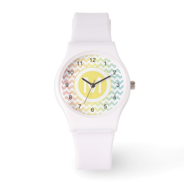 Meervoudig pasteel Chevron Pattern Horloge (Voorkant)