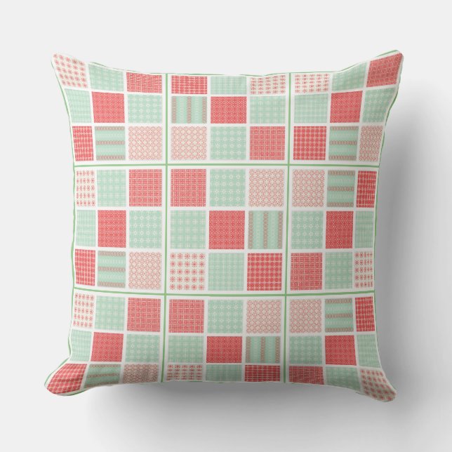 Meervoudig vierkant patroon pastel decoratieve mod kussen (Voorkant)
