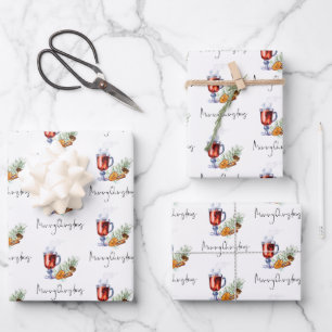 Meervoudig Wijnpatroon, kerstscript Inpakpapier Vel