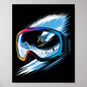 Meervoudige Belichtingskunst Skien Berg Ski Sneeuw Poster