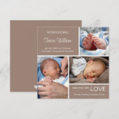 Meervoudige foto geboorteaankondiging//Chocolate B Aankondiging (Voorkant / Achterkant)