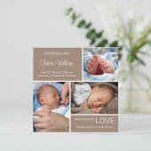 Meervoudige foto geboorteaankondiging//Chocolate B Aankondiging (Staand voorkant)