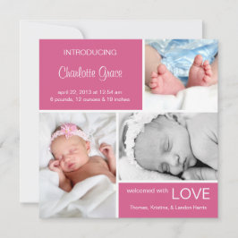 Meervoudige Fotoaankondiging//Fuchsia Pink Aankondiging